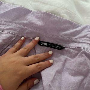 Lavender Linen Cropped Button Down
